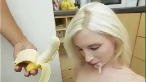 HD Tiny blonde girl with braces gets facial and eats banana drive Movies