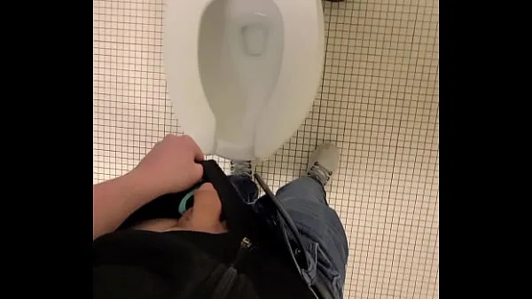 HD Inappropriately peeing all over a public toilet and sink at a mormon church bathroom making a mess-drev film